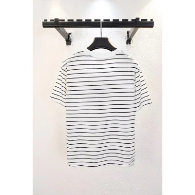 Футболка Miu Miu Frontside White Logo Black Horizontal Lines "White" фото № 2 Футболка Miu Miu Frontside White Logo Black Horizontal Lines "White" фото № 2