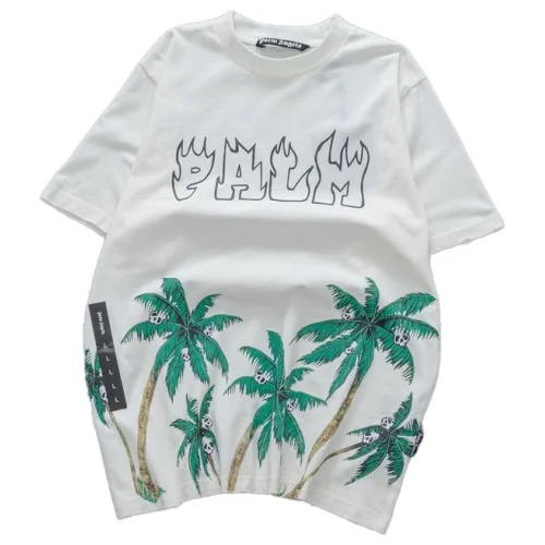 Футболка Palm Angels Beach Print - Fire Logo "White"