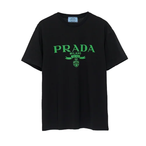 Футболка Prada With Big Green Logo "Black"