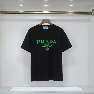 Футболка Prada With Big Green Logo "Black" фото № 6