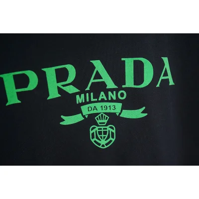 Футболка Prada With Big Green Logo "Black" фото № 4