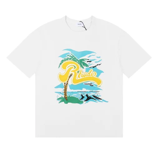 Футболка Rhude Palm Tree Yellow Frontside Logo "White"