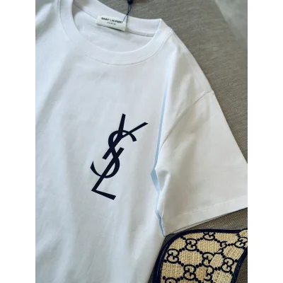 Футболка Saint Laurent With Black Logo "White" фото № 2