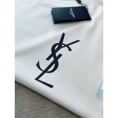 Футболка Saint Laurent With Black Logo "White" фото № 3