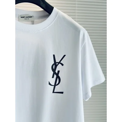 Футболка Saint Laurent With Black Logo "White" фото № 5