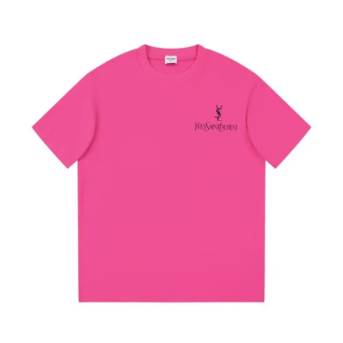 Футболка Saint Laurent With Emblem And Text Logo "Pink"