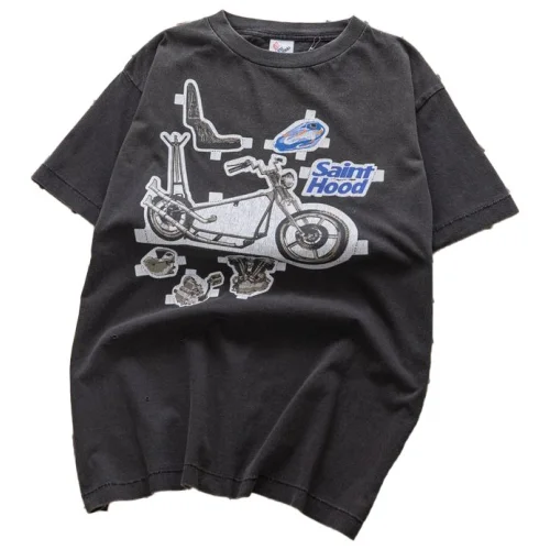 Футболка Saint Michael With Motorcycle Print "Black"