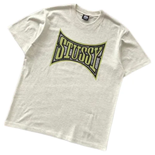 Футболка Stussy Logo Inside Rectangle With Concave Sides "Beige"