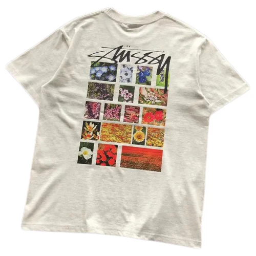 Футболка Stussy Flower Prints In Squares "Beige"