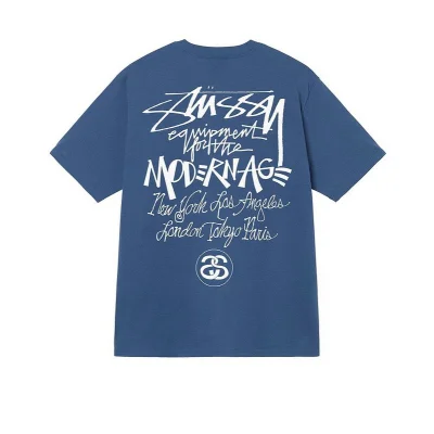 Футболка Stussy Inscriptions On The Back "Blue" фото № 2