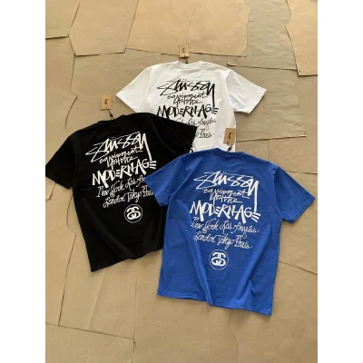 Футболка Stussy Inscriptions On The Back "Blue" фото № 3