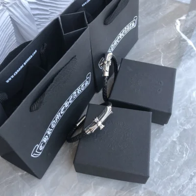 Браслет Chrome Hearts Leather with a Cross "Black, Silver" фото № 4