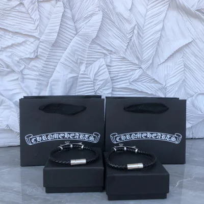 Браслет Chrome Hearts Leather with a Cross "Black, Silver" фото № 5