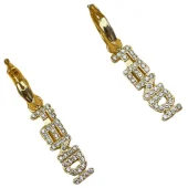 Серьги Fendi Logo From Rhinestones "Gold"