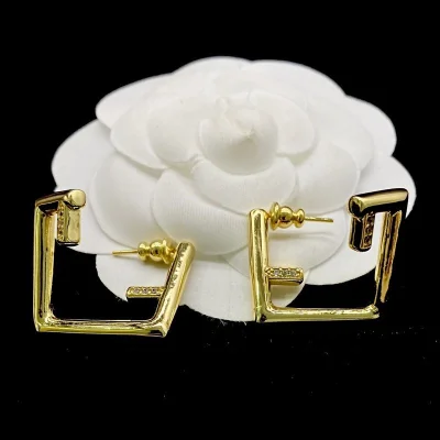 Серьги Fendi Logo Letters - Lines "Gold" фото № 4