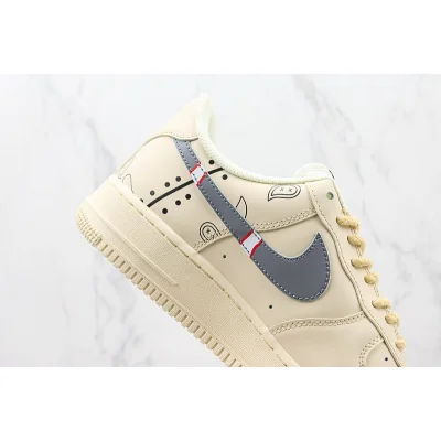 Nike Air Force 1 Low "Beige/Black/Red and Grey Swoosh" фото № 3