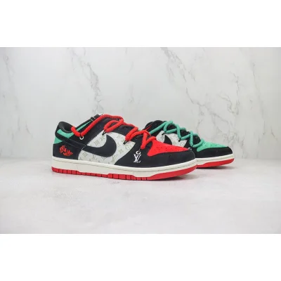 Louis Vuitton x Nike Dunk Low "Black/Red/Tuquoise/Monogram" фото № 6
