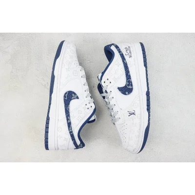 Louis Vuitton x Nike Dunk Low "White Logo/Denim Blue" фото № 7