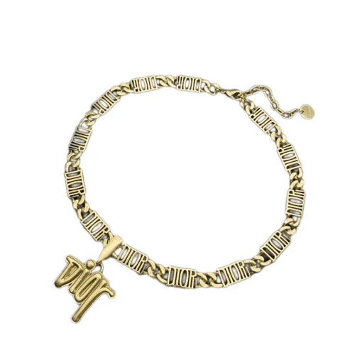 Ожерелье Dior Chain Details Decoration - Repeating Logo And Pendant "Gold"