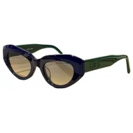 Солнцезащитные очки Balenciaga Cat Eye Shaped Temples Decorated By Symbols "Blue/Green"