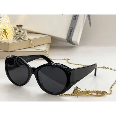 Солнцезащитные очки Balenciaga Round Shaped And One Side Inscription "Black" фото № 2