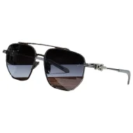 Солнцезащитные очки Chrome Hearts Thin Temples Decorated By Symbols "Black/Silver"