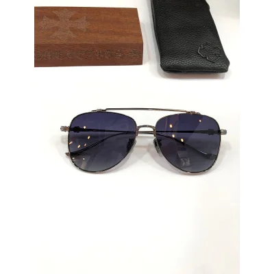 Солнцезащитные очки Chrome Hearts Thin Temples With Ornament "Blue/Silver" фото № 2