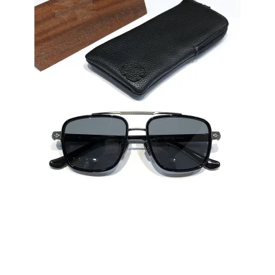 Солнцезащитные очки Chrome Hearts Aviator Shaped Temples Decorated By Crosses "Black" фото № 2
