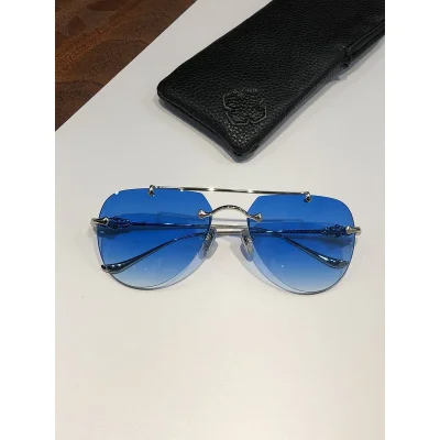 Солнцезащитные очки Chrome Hearts Aviator Shaped Lenses Connect By Top Line "Blue" фото № 2