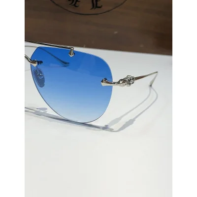 Солнцезащитные очки Chrome Hearts Aviator Shaped Lenses Connect By Top Line "Blue" фото № 5