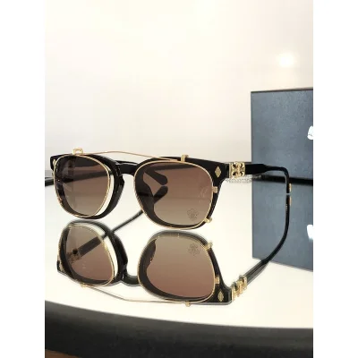 Солнцезащитные очки Chrome Hearts Double Frame With Logo "Brown" фото № 2