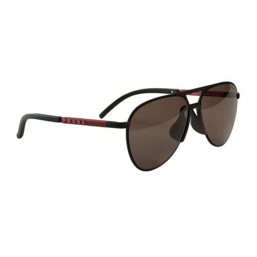 Солнцезащитные очки Prada Thin Frame With Gold Logo Inscription "Brown"