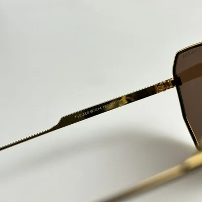 Солнцезащитные очки Prada Hexagon Shaped Thin Frame "Brown/Gold" фото № 2