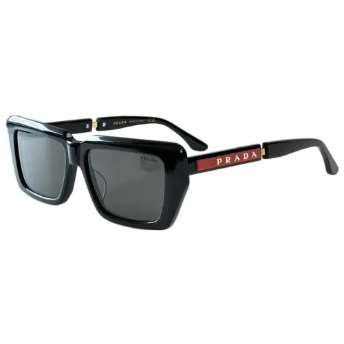 Солнцезащитные очки Prada Big Logo White Letters In Red Rectangle On Frame "Black"