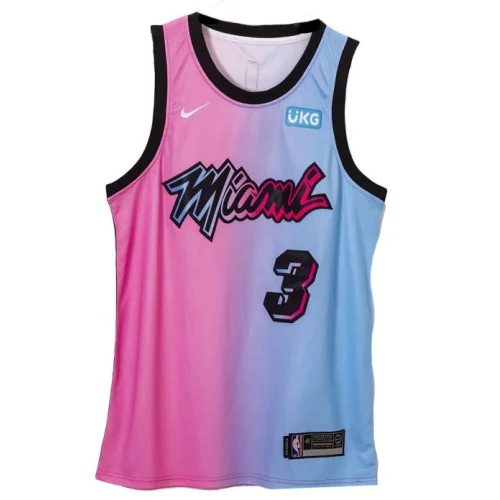 Баскетбольная Джерси Nike Miami Heat 20-21 №3 Dwyane Wade With Logo "Blue/Pink"