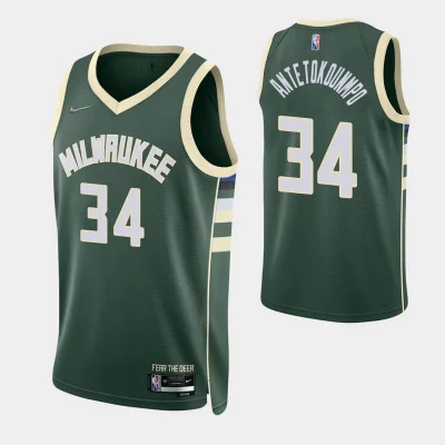 Баскетбольная Джерси Nike Milwaukee Bucks 21-22 №34 Giannis Antetokounmpo "Green" фото № 2