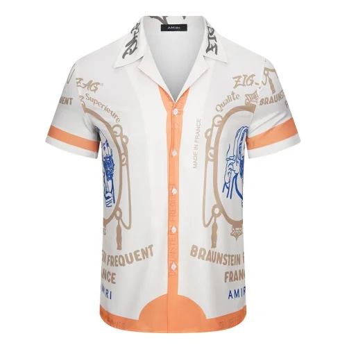 Рубашка Amiri Men Print And Edge Stripe Ornament "White"