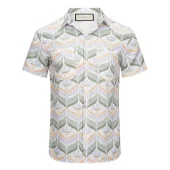 Рубашка Gucci Repeating Trefoil Print In Vertical Lines "Gray"