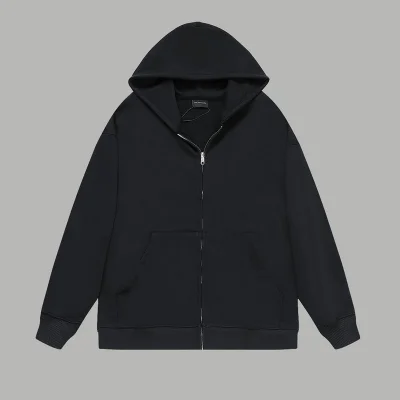 Худи Balenciaga With Yellow Text Logo On The Back - ZIP "Black" фото № 2