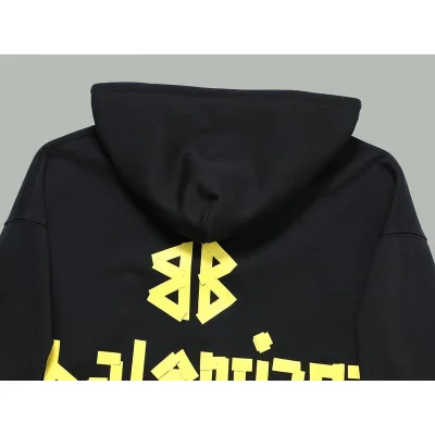 Худи Balenciaga With Yellow Text Logo On The Back - ZIP "Black" фото № 4