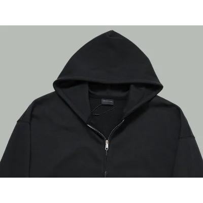 Худи Balenciaga With Yellow Text Logo On The Back - ZIP "Black" фото № 5