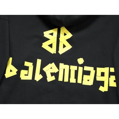 Худи Balenciaga With Yellow Text Logo On The Back - ZIP "Black" фото № 6