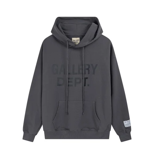 Худи Gallery Dept With Text Logo - Plain "Gray/Black"