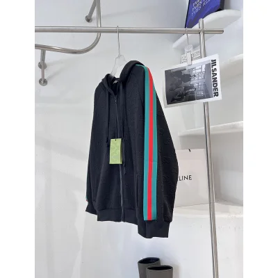 Худи Gucci With Stripes On The Sleeves ZIP "Black" фото № 2