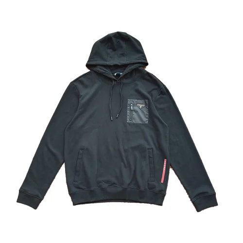 Худи Prada Leather Pocket With Logo "Black"