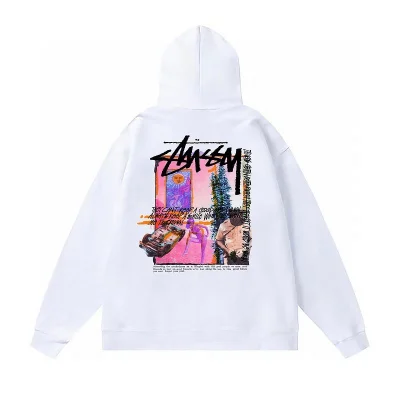 Худи Stussy With Painting On The Back "White" фото № 2