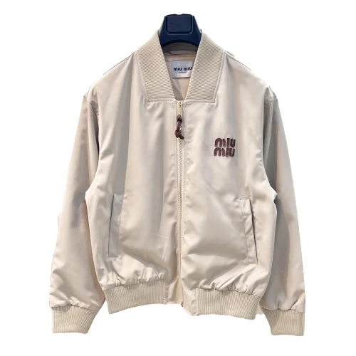 Куртка-бомбер Miu Miu Dark Blue Frontside Miu Miu Logo "Beige"