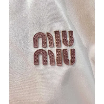 Куртка-бомбер Miu Miu Dark Blue Frontside Miu Miu Logo "Beige" фото № 5