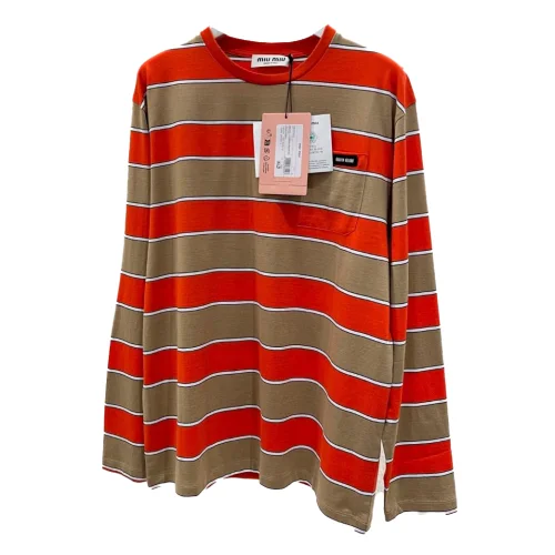 Футболка Miu Miu Black Stripe White Frontside Logo "Brown"