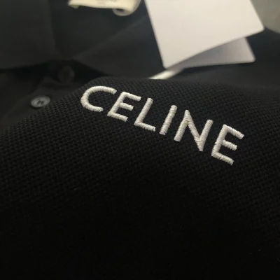 Поло Celine Embroidered Logo "Black" фото № 2